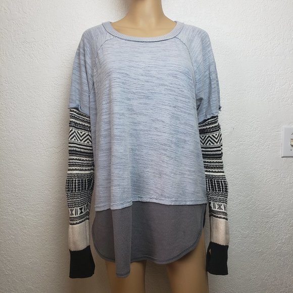 We The Free Sweaters - We The Free Layered Sleeve Cuff Cotton Sweater Thermal with Thumbhole